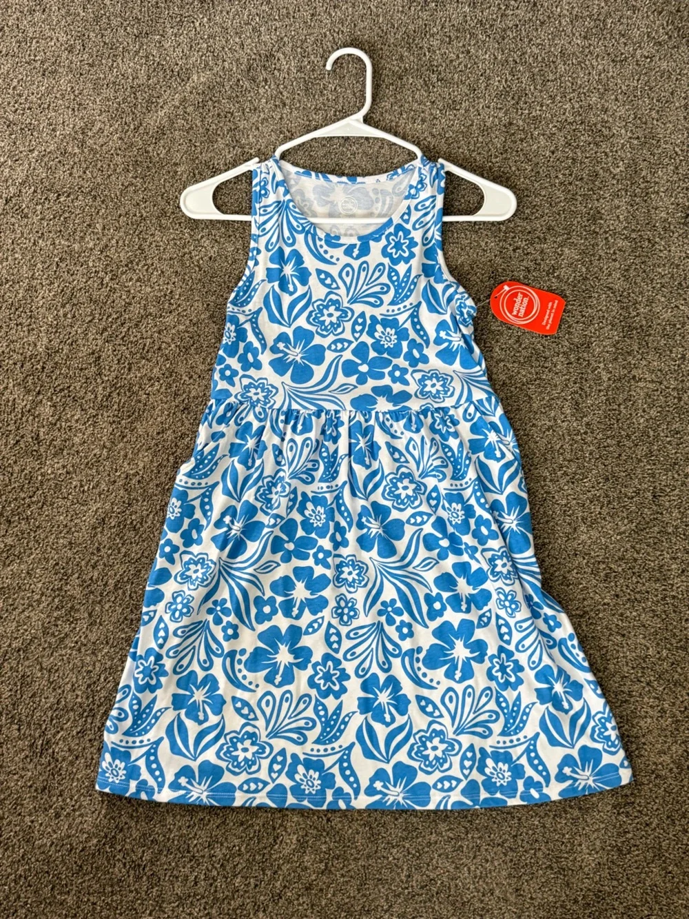 Girls wonder nation Hawaiian print sleeveless dress size L 10-12 NWT